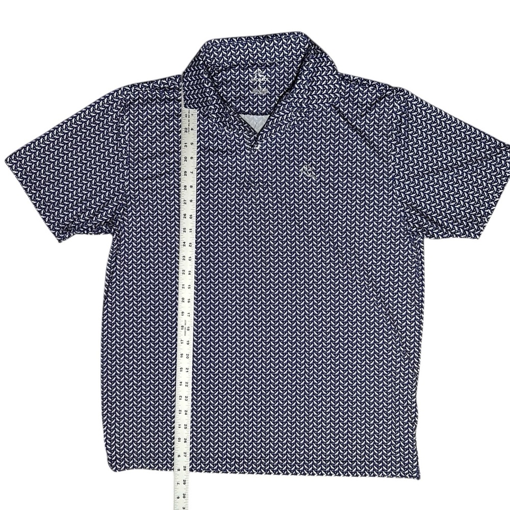 RHOBACK Mens Polo Shirt sz L Blue w/Dog & Ball Print Performance Golf PP0024E - Picture 4 of 9